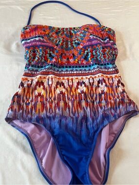 Apt 9 Multicolor Strapless One Piece Swimsuit Size M Boho Print